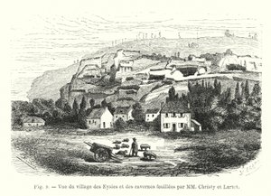 View of the Village of Eysies and the Caves Excavated by MM Christy and Lartet by French School