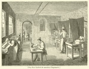 View of a printing type foundry by French School