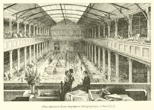 Interior View of a Lithographic Printing House in Paris (engraving)