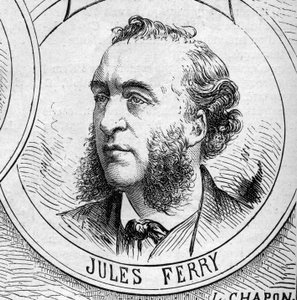 War of 1870 - Government of the National Defense: portrait of Jules Ferry, member of the provisional government of 1870. Engraving in Le Monde Illustré n°706 of October 22