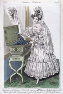 Wedding dress, fashion plate from Costumes Parisiens
