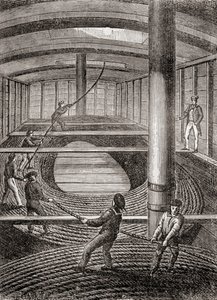 Winding the Dover to Calais Submarine Cable in the Hold of the Blazer by French School