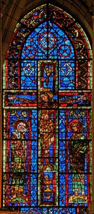 Window 100 depicting the Crucifixion with the Virgin Mary and St John by French School