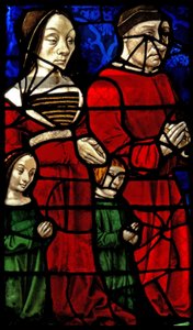 Window depicting donors Duke Jean II de Bourbon and his wife Catherine by French School