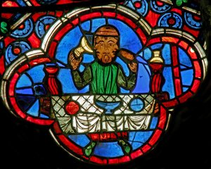 Window depicting the Labours of the Months: January by French School