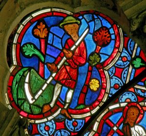 Window depicting the Labours of the Months: June by French School