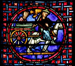Window depicting Julienne moving the relics of St. Stephen to Constantinople
