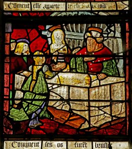 Window depicting Saint John the Baptist and Herod receiving his Head by French School