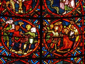 Window depicting St. Stephen being stoned to death by French School