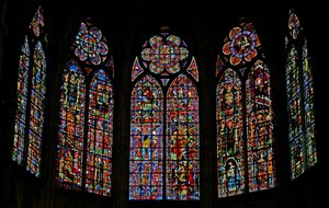 Window depicting a view of the east end of the choir by French School