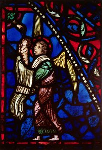 Window depicting an angel presenting a soul to God the Father, Ile de France Workshop by French School