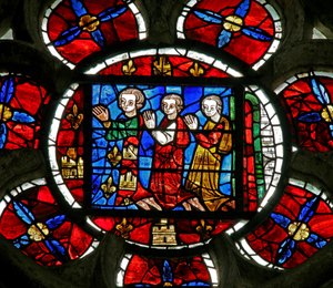 Window depicting a donor - Alphonse de Poitiers and family by French School