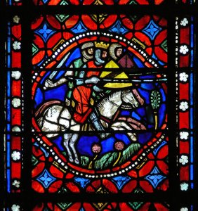 Window s1-R depicting a scene from St Bonnet