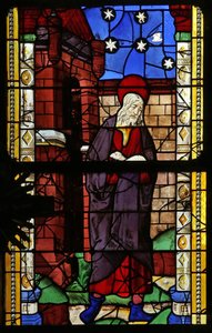 Window depicting Joachim with one of his sheep by French School