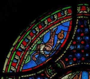 Window w0 depicting an angel by French School