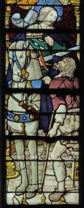 Window depicting the Charity of St Martin: he divides his cloak by French School