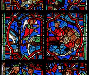 Window w100b depicting the Magi are warned in a dream by French School