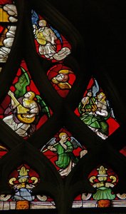 Window depicting musician angels by French School