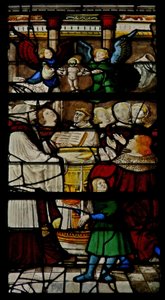 Window depicting the baptism of St Claude by French School
