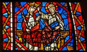 Window depicting the Coronation of the Virgin by French School