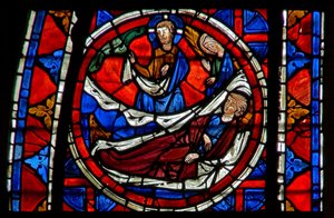 Window depicting St Martin dreams that he meets Christ by French School