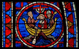 Window depicting the Transfer of the relics of St Martin