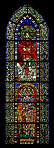 Window w109 depicting the Virgin Mary and St Martin by French School