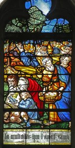 Window depicting a detail from the Miracle of the Feeding of the 5000 by French School