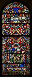 Window depicting Given to the church in the 19th century these two panels date from the early 13th century and are the oldest glass in Chalons by French School