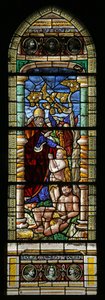 Window depicting the Creation of Eve (modern) by French School