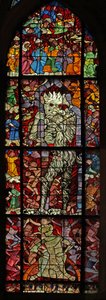 Window w16 depicting a scene from the Last Judgement: the Devil attends by French School