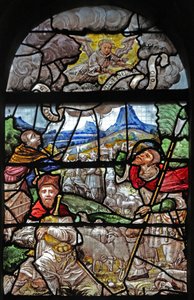 Window depicting the Annunciation to the Shepherds by French School