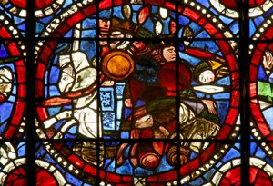 Window depicting a battle scene