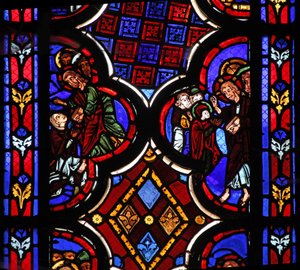 Window w1 depicting Christ saying I am the Resurrection and the Life