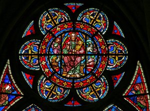 A rosette: Christ surrounded by Evangelist symbols