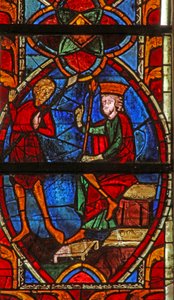 Window depicting St Maurice before Emperor Diocletian by French School
