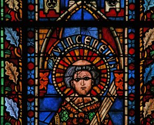 Window w201 depicting St Vincent by French School