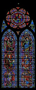 Window depicting the Annunciation and Childhood of Christ by French School