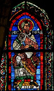 Window w205 depicting Micah