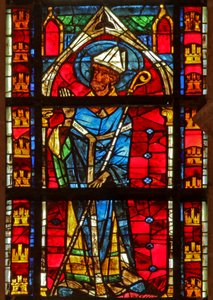 Window depicting a saint bishop