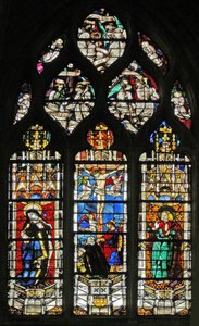 Window depicting the Crucifixion with the Virgin Mary and St John by French School