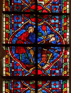 Window depicting Cain kills Abel by French School
