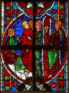 Window depicting St Nicholas enticed by women by French School