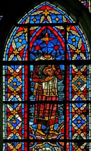 Window depicting St Savinien Carries His Head by French School