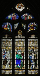 Window depicting St Sebastian and the incredulity of St Thomas by French School