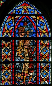 Window depicting a Scene from the Life of St Savinien: An Archer Aims at Savinien Tied to a Column but Hits the Emperor in the Eye Instead by French School
