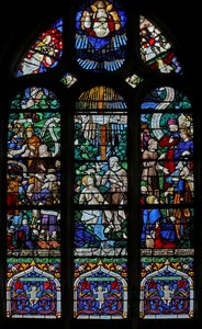 Window depicting St John the Baptist: Jordan Baptism, Preaching and Being Interrogated