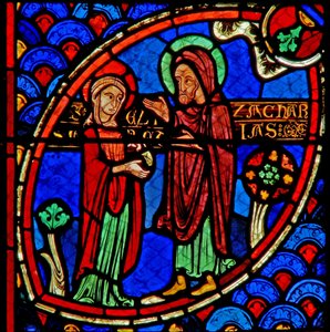 Window w20 depicting Zacharias and Elizabeth, the parents of St John the Baptist by French School