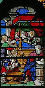 Window depicting a scene from the Life of the Virgin Mary: her birth by French School