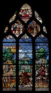 Window depicting the Conversion of St Hubert